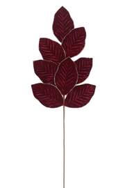 BOWRING - Leaf 71cm Burgundy Velvet/Champagne Glitter Stem