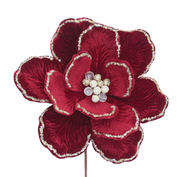 BOWRING - Magnolia 33x50cm Burgundy Velvet with Glitter Edge Stem