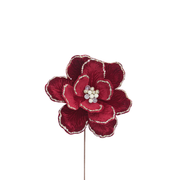 BOWRING - Magnolia 33x50cm Burgundy Velvet with Glitter Edge Stem
