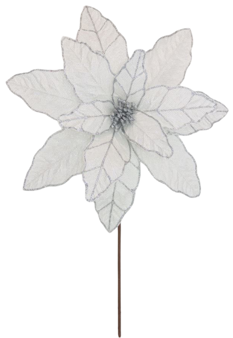 BOWRING - Poinsettia 41x50cm Silver Lurex Stem