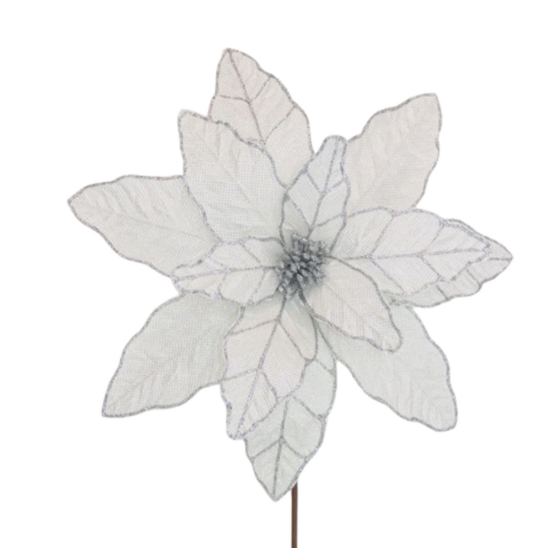 BOWRING - Poinsettia 41x50cm Silver Lurex Stem