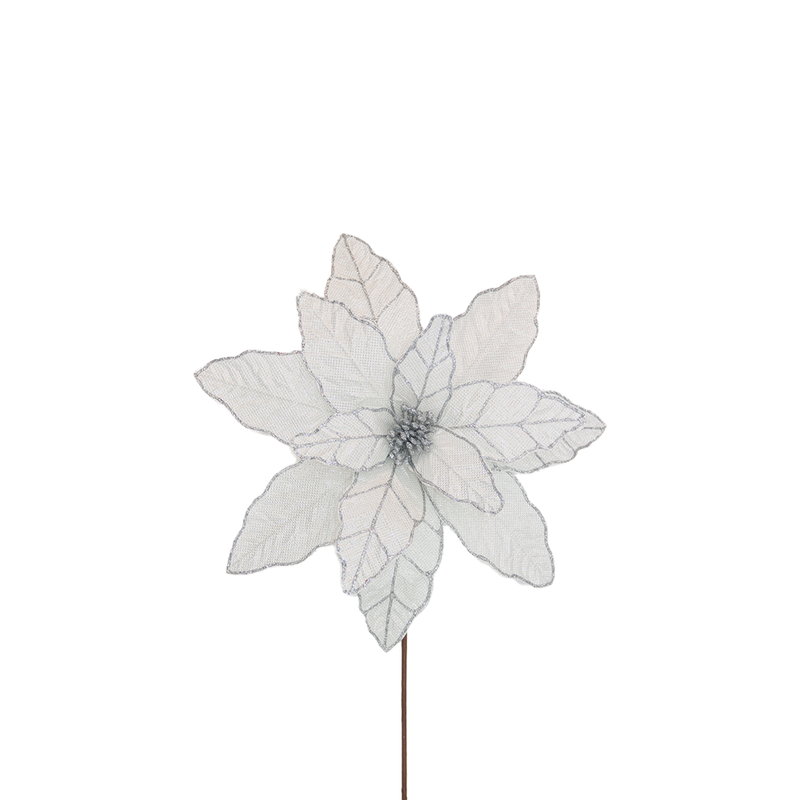 BOWRING - Poinsettia 41x50cm Silver Lurex Stem