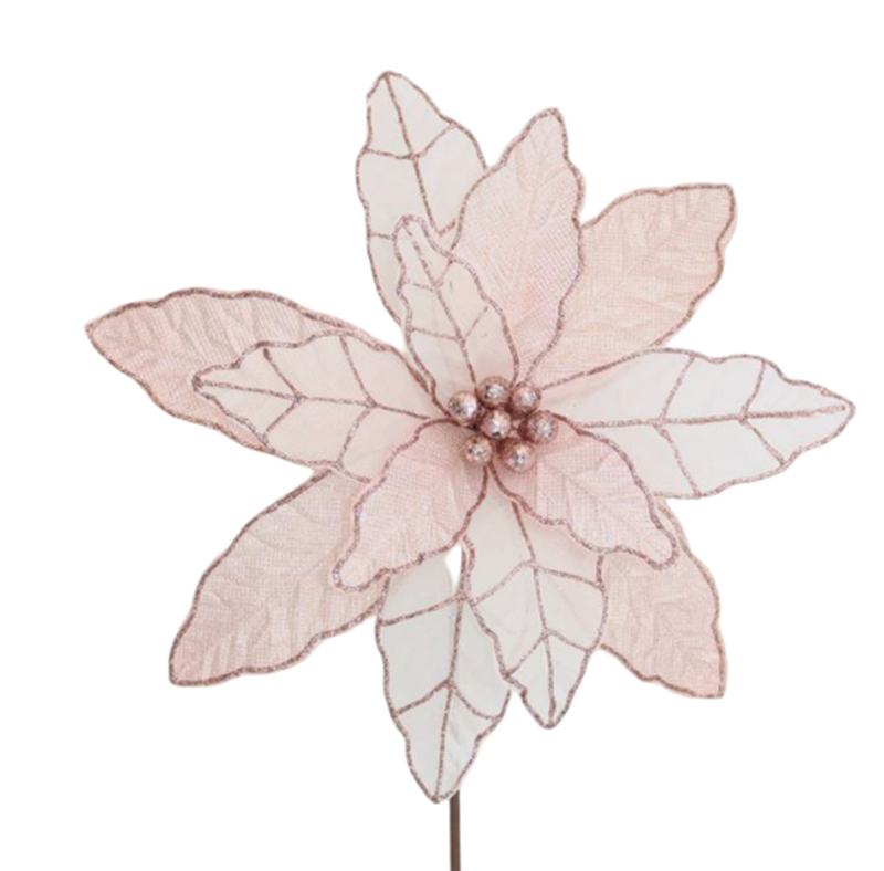 BOWRING - Poinsettia 41x50cm Blush Lurex Stem