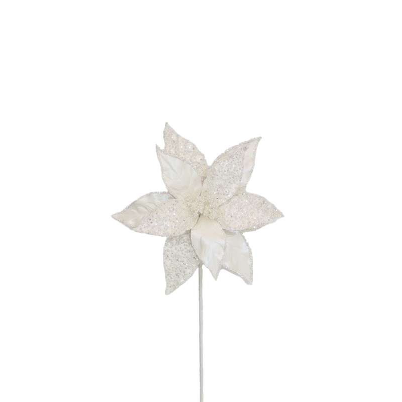 BOWRING - Pearl Poinsettia 28x50cm White Stem