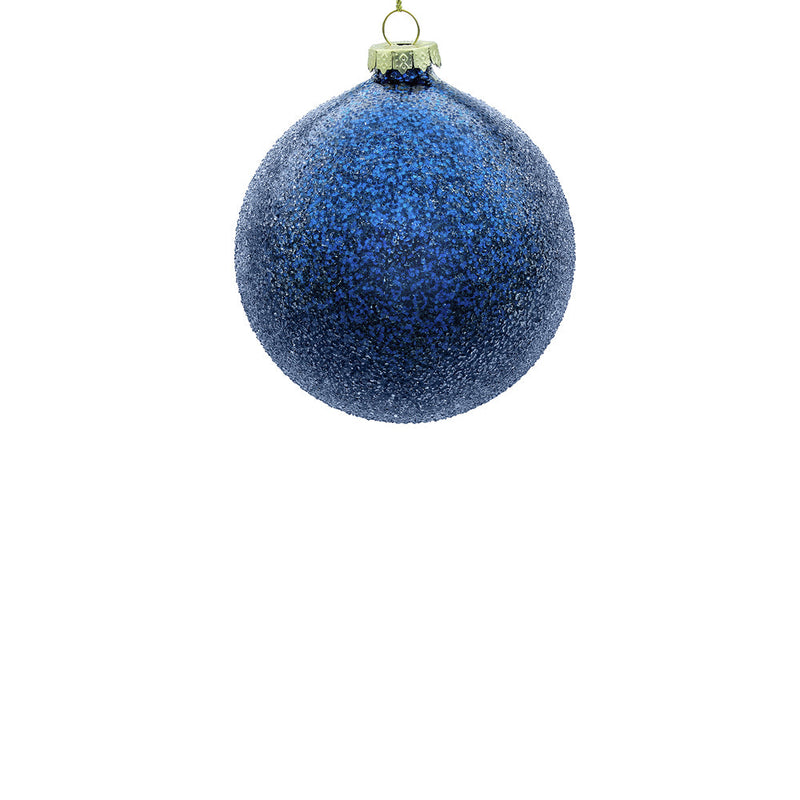 BOWRING - 10cm Iced Blue Ball Ornament