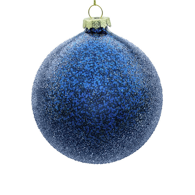 BOWRING - 12cm Iced Blue Ball Ornament