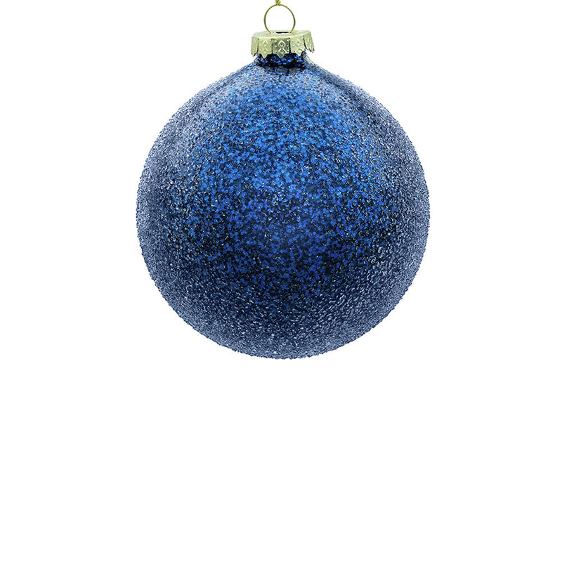 BOWRING - 12cm Iced Blue Ball Ornament