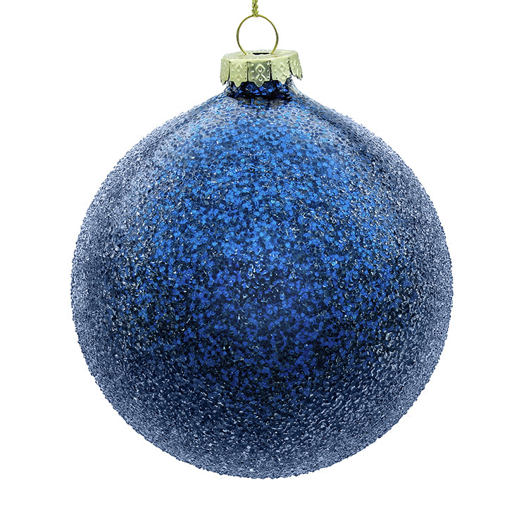 BOWRING - 15cm Iced Blue Ball Ornament