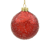 BOWRING - 10cm Iced Red Ball Ornament