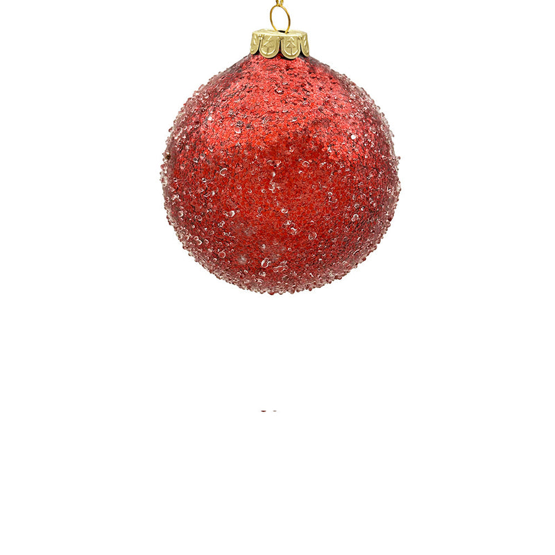 BOWRING - 10cm Iced Red Ball Ornament