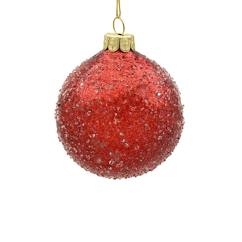 BOWRING - 8cm Iced Red Ball Ornament
