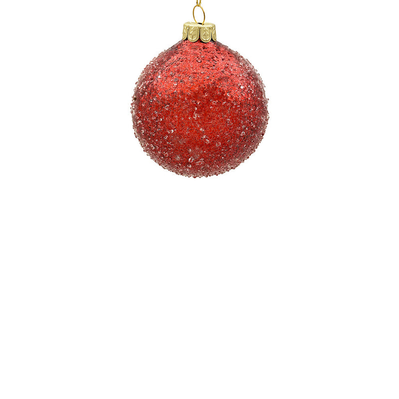 BOWRING - 8cm Iced Red Ball Ornament