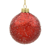 BOWRING - 12cm Iced Red Ball Ornament
