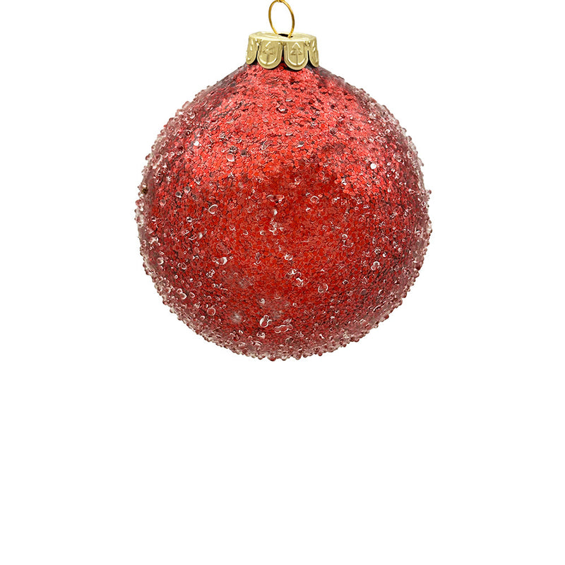 BOWRING - 12cm Iced Red Ball Ornament
