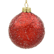BOWRING - 15cm Iced Red Ball Ornament