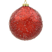 BOWRING - 15cm Iced Red Ball Ornament