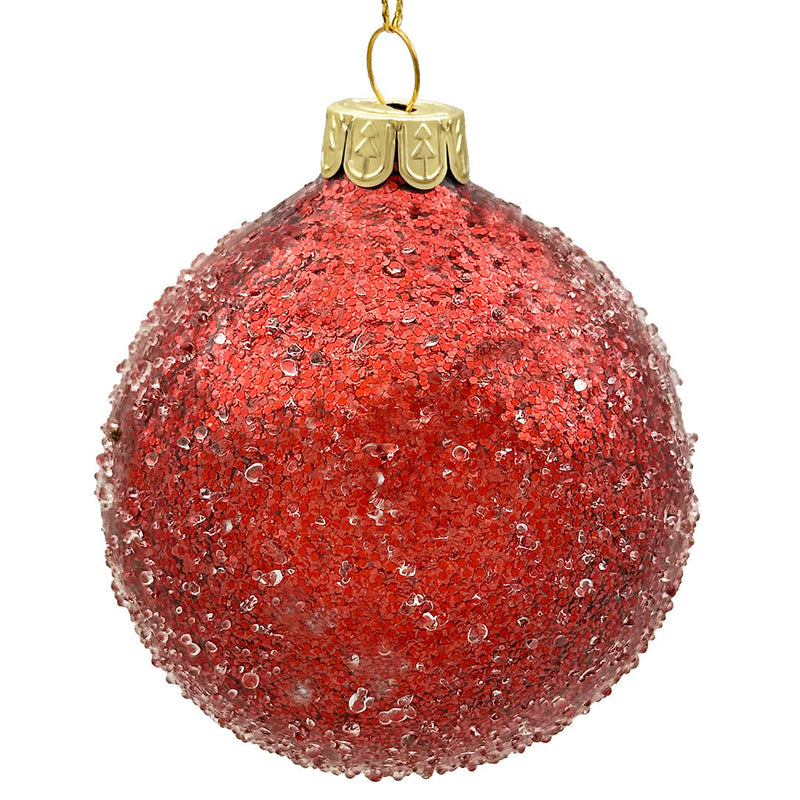 BOWRING - 18cm Iced Red Ball Ornament