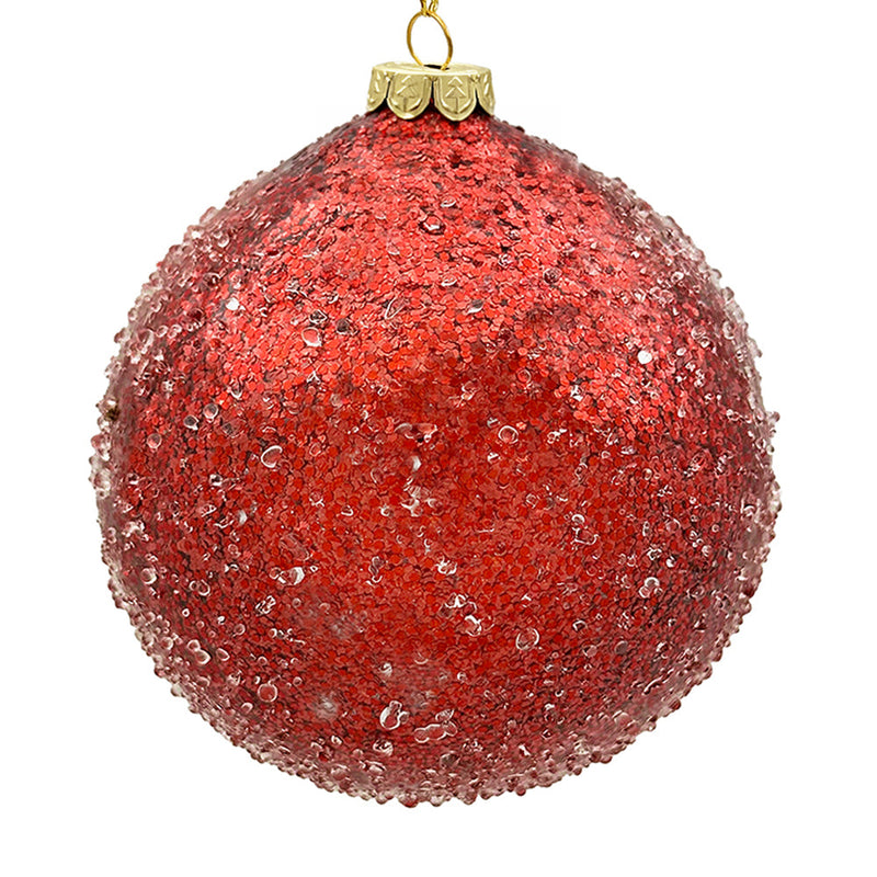 BOWRING - 18cm Iced Red Ball Ornament