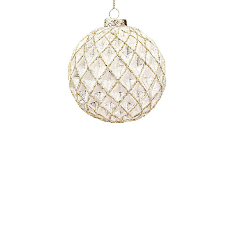 BOWRING - 10cm Kendra Antique White Ball Ornament