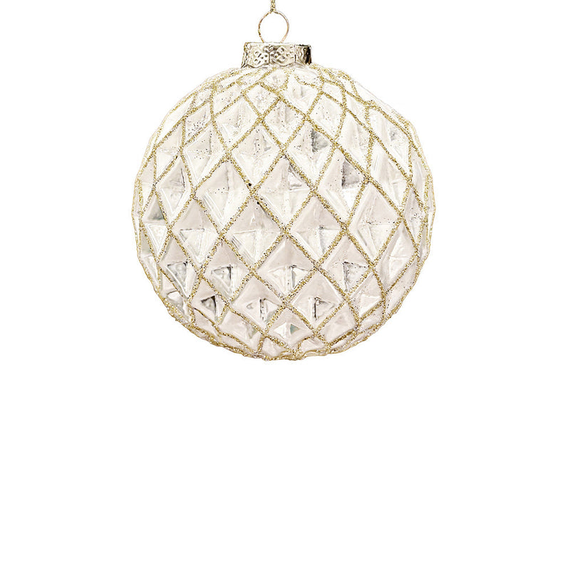 BOWRING - 12cm Kendra Antique White Ball Ornament