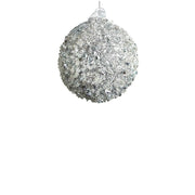 BOWRING - 10cm Silver Beaded Ball Ornament