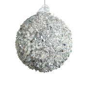 BOWRING - 12cm Silver Beaded Ball Ornament