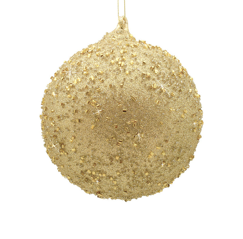BOWRING - 10cm Champagne Beaded Ball Ornament