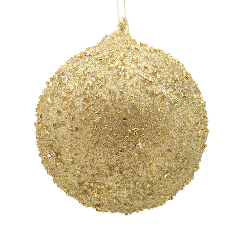 BOWRING - 12cm Champagne Beaded Ball Ornament