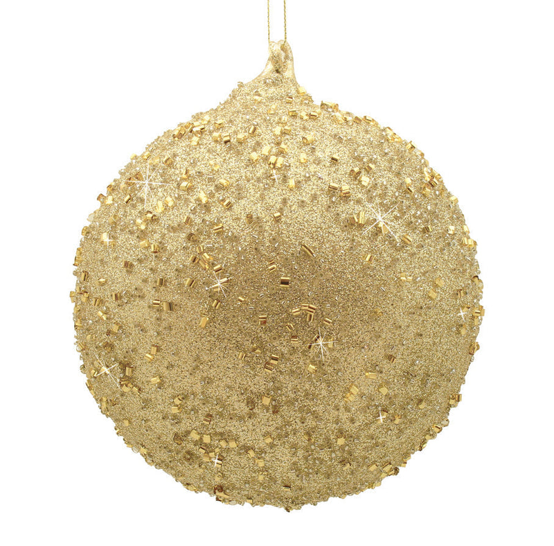BOWRING - 15cm Champagne Beaded Ball Ornament