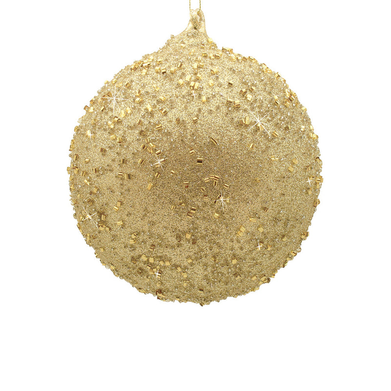 BOWRING - 15cm Champagne Beaded Ball Ornament