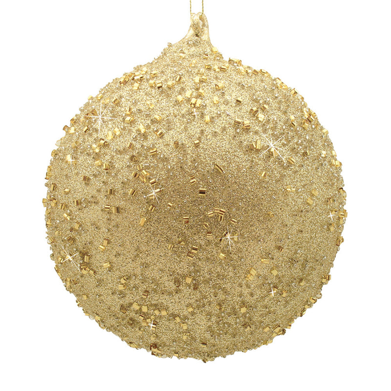 BOWRING - 18cm Champagne Beaded Ball Ornament