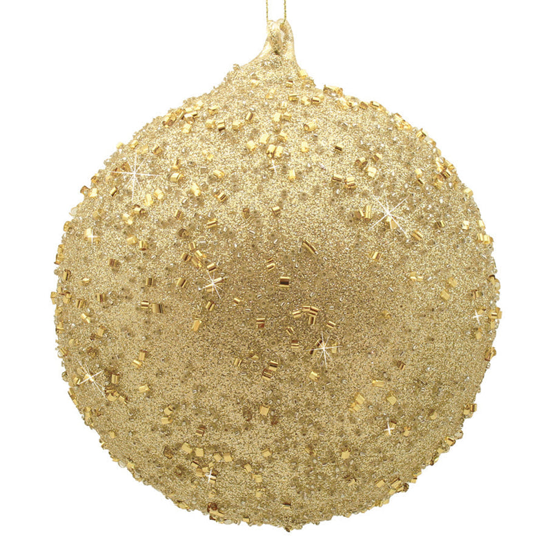 BOWRING - 18cm Champagne Beaded Ball Ornament