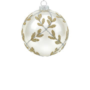 BOWRING - 12cm Laurel Cream White Ball Ornament