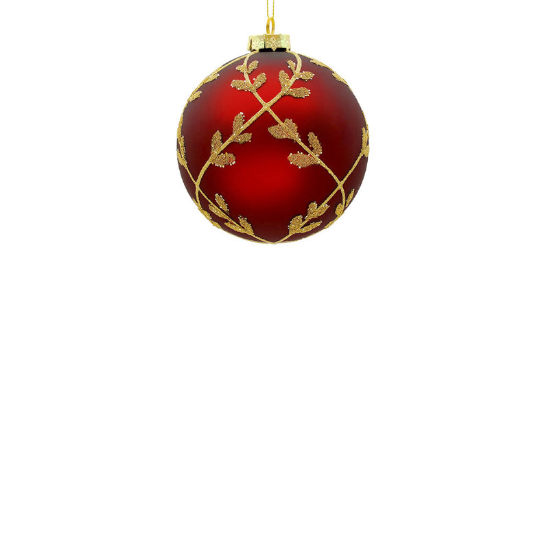 BOWRING - 8cm Laurel Red_Champagne Ball Ornament