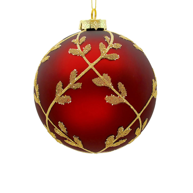 BOWRING - 8cm Laurel Red_Champagne Ball Ornament