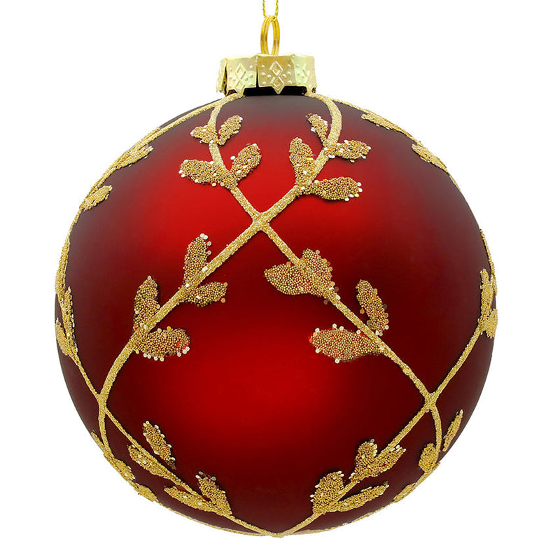 BOWRING - 12cm Laurel Red_Champagne Ball Ornament