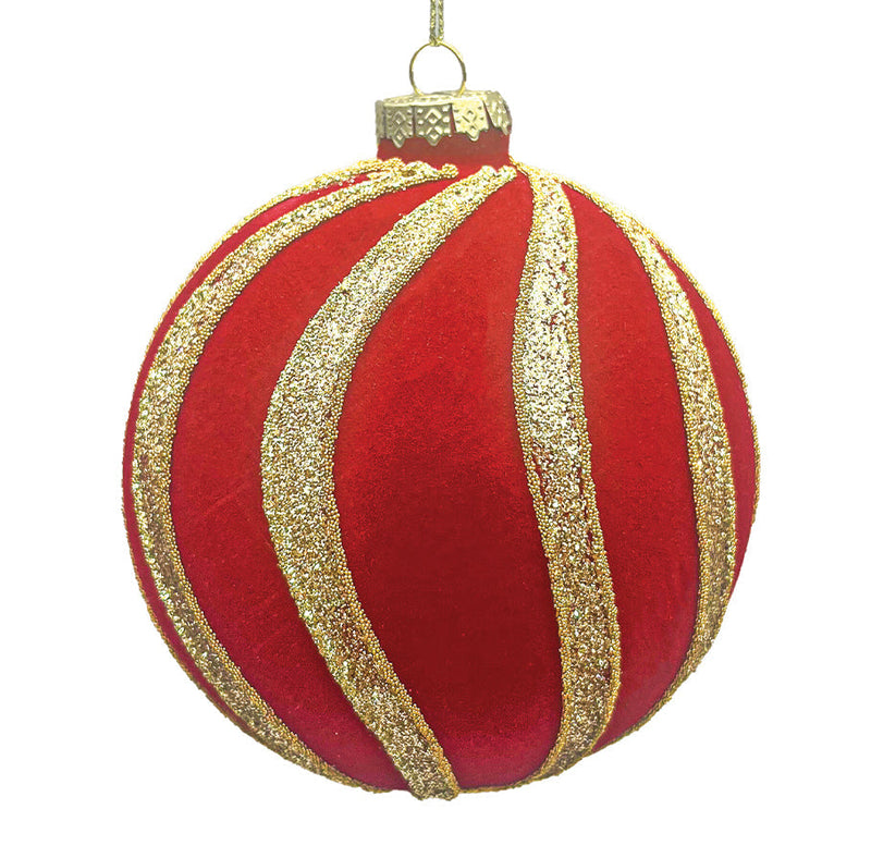 BOWRING - 10cm Spiral Red Ball Ornament