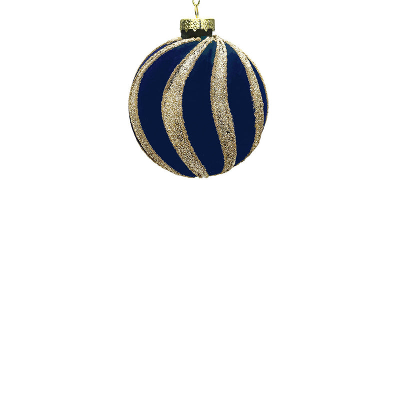 BOWRING - 8cm Spiral Midnight Blue Ball Ornament