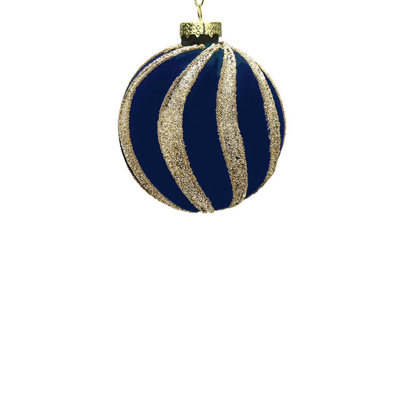 BOWRING - 10cm Spiral Midnight Blue Ball Ornament