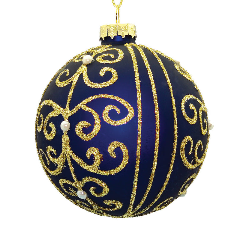 BOWRING - 8cm Gloria Midnight Blue Ball Ornament