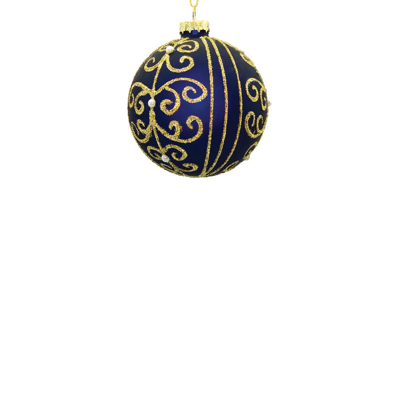 BOWRING - 8cm Gloria Midnight Blue Ball Ornament