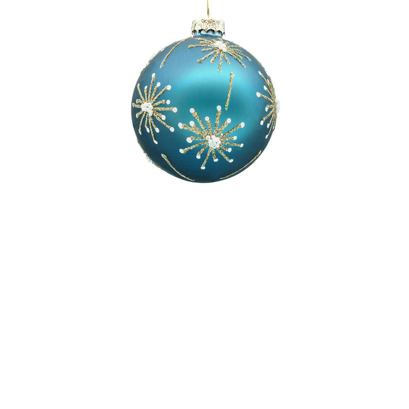 BOWRING - 8cm Starburst Ice Blue Ball Ornament