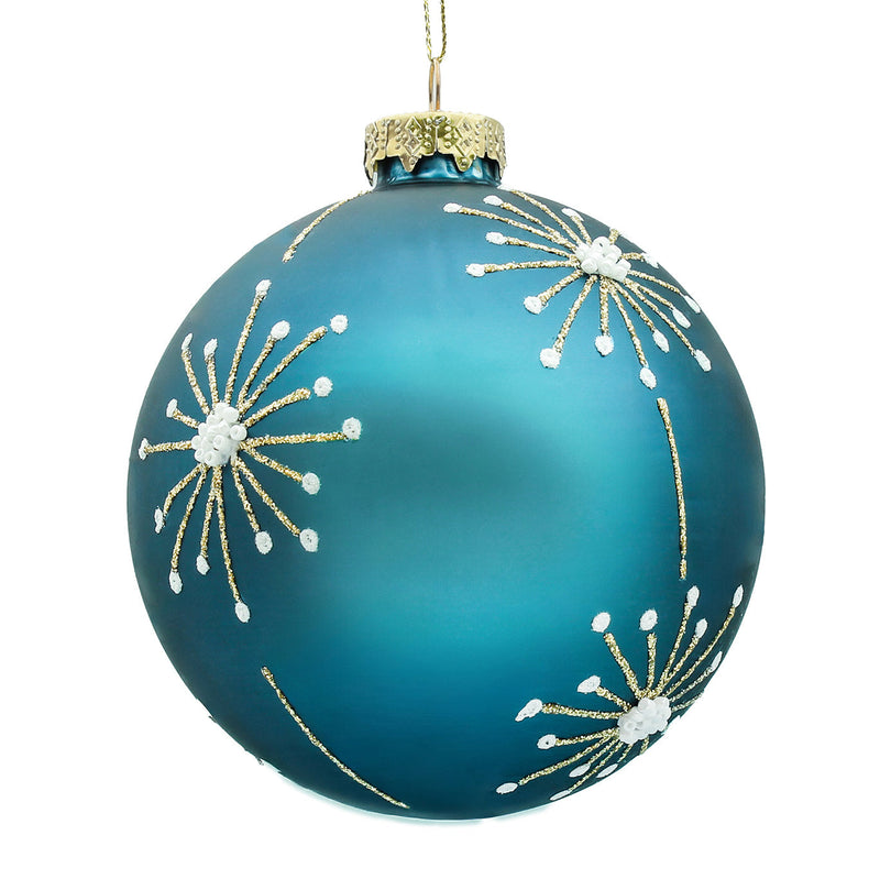 BOWRING - 8cm Starburst Ice Blue Ball Ornament