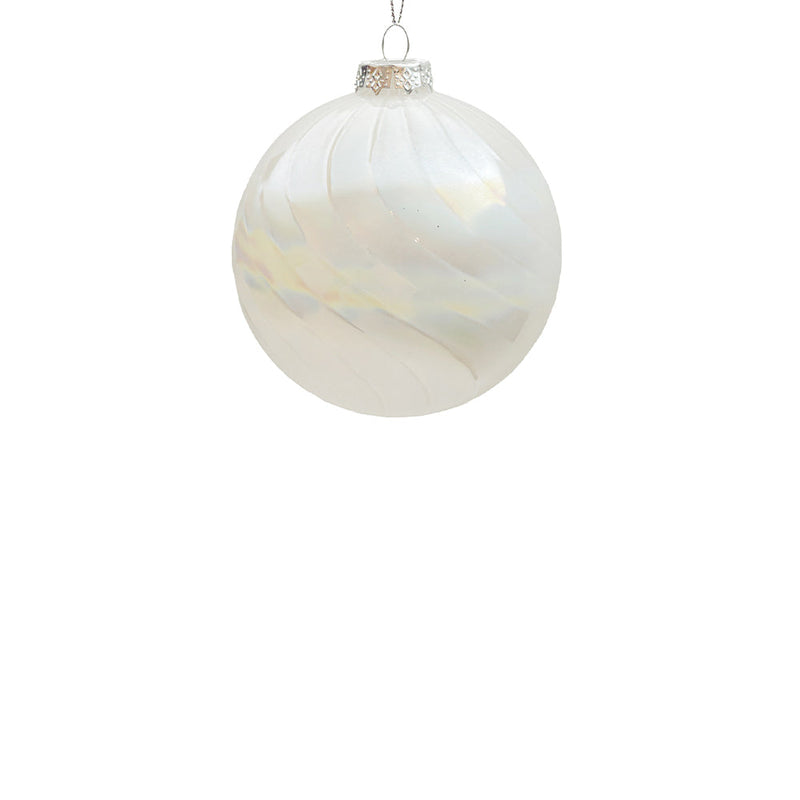 BOWRING - 10cm Neves Irridescent White Ball Ornament