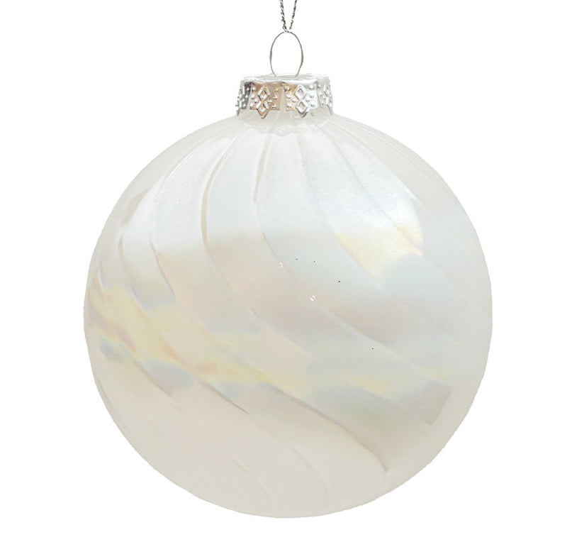 BOWRING - 8cm Neves Irridescent White Ball Ornament