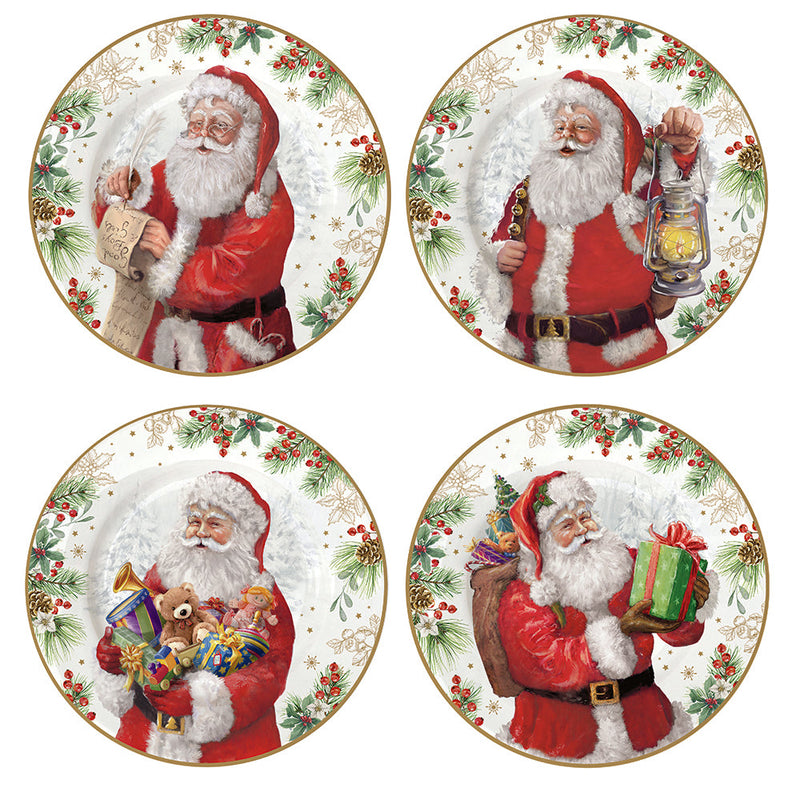 BOWRING - Santa is Coming S/4 19cm (7.5in) Dessert Plates