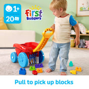 MEGA BLOKS Block Scooping Wagon 20-Piece Set (JFR30) — pull-along block pickup