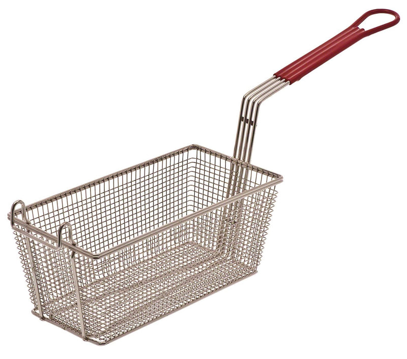 Browne - Fry Basket - 13X 6.5X 5" / 33.0X 16.5X 12.7 cm - Rectangle - Nickel - Played - Red Handle