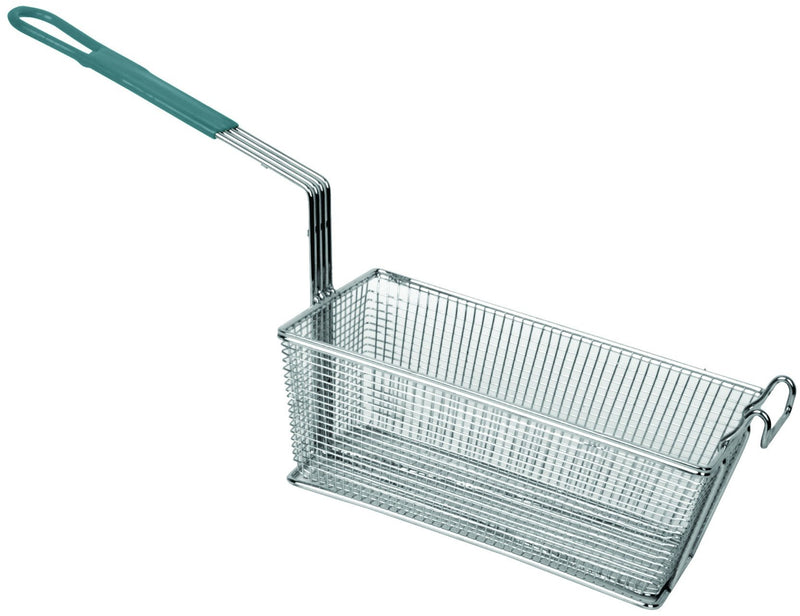 Browne - Fry Basket - 13x5.5x5.5" / 33x14x14 cm - Rectangle - Nickel - Played - Green Handle