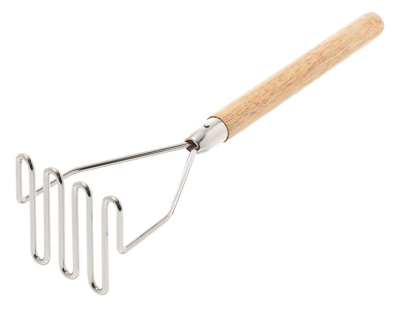 Browne - Masher - Square - Face - 4" / 10.2 cm - Wooden Handle - 18" / 45.7 cm - Nickel - Plated